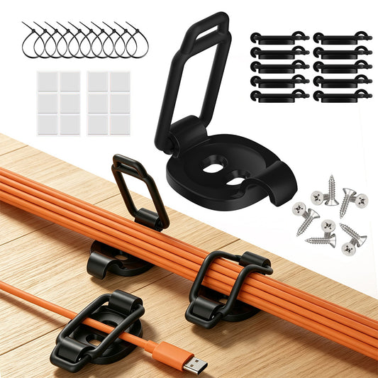 10Pcs Cable Management Clips with Zip Ties Self-Adhesive Screw Mount Wire Organiser Black