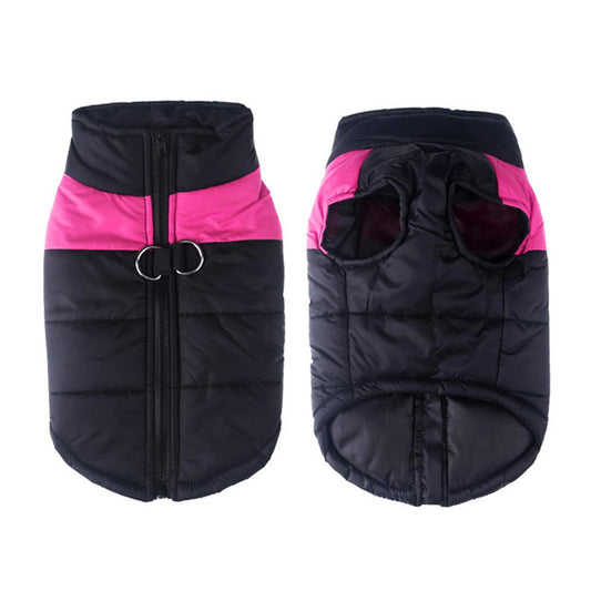 Windproof Waterproof Dog Winter Coat Jacket Warm Dog Vest Cold Weather Apparel-Pink