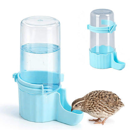 Bird Waterer Automatic Gravity Drinking Fountain with Anti Drowning Tray-Blue