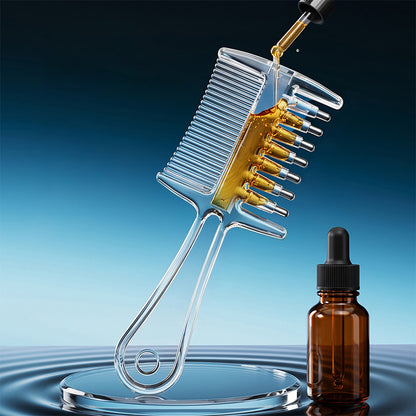2 in 1 Liquid Guide Comb Oil Comb with Flow Control and Scalp Massage Comb - Clear