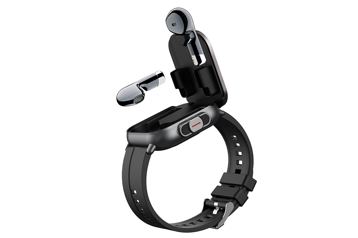 Smart Watch with Earbuds 2 in 1 Smart Call Watch with Bluetooth Headphones 2.01-Inch Heart Rate Sleep Monitoring Fitness Tracker-Black