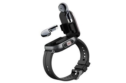 Smart Watch with Earbuds 2 in 1 Smart Call Watch with Bluetooth Headphones 2.01-Inch Heart Rate Sleep Monitoring Fitness Tracker-Black