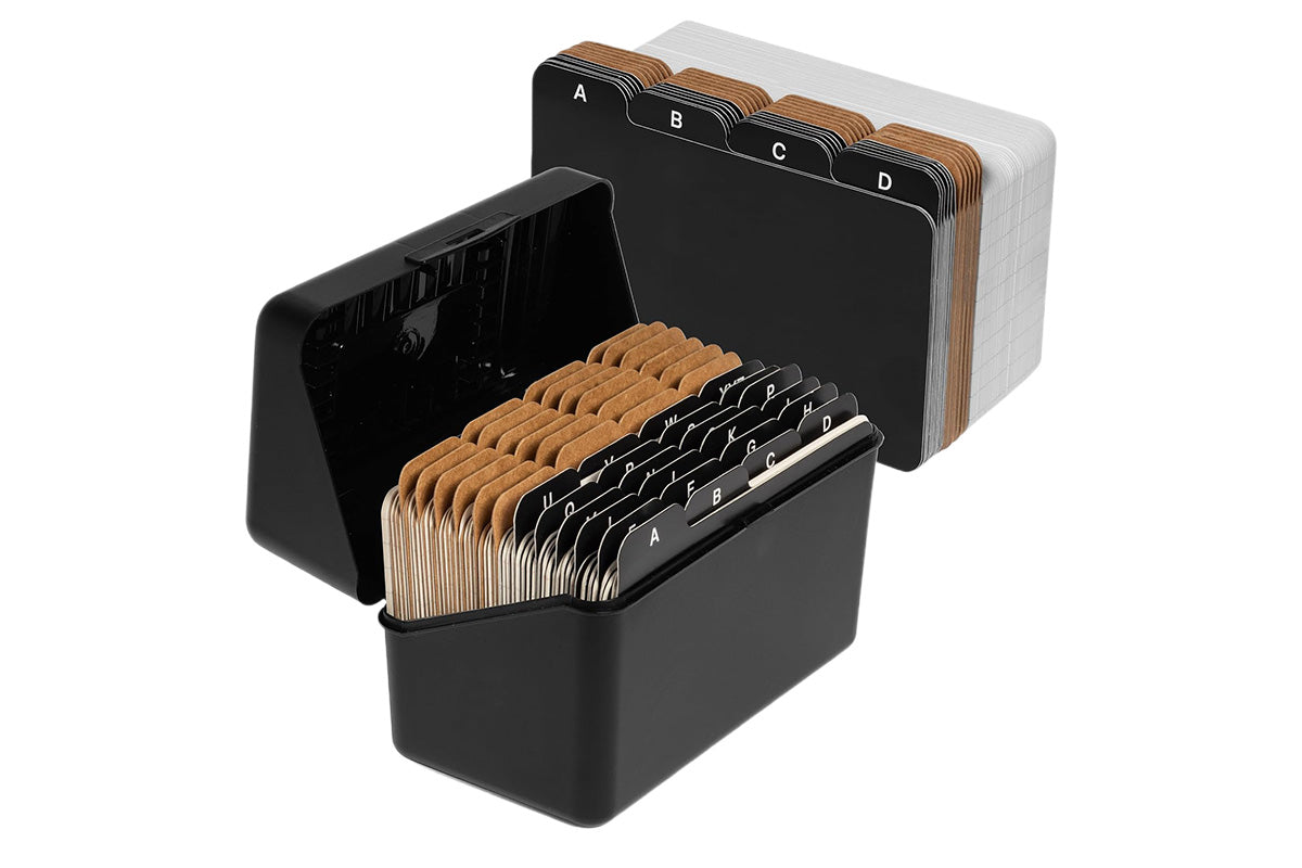 Ruled Index Card Box Set Index Cards Organizer Box -Black