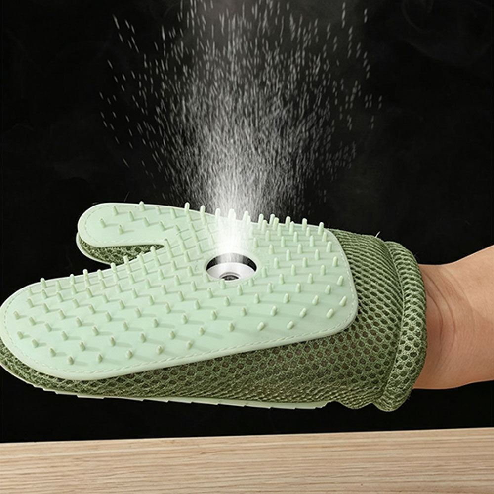 USB Spray Pet Grooming Glove for Cats Dogs - Light Green