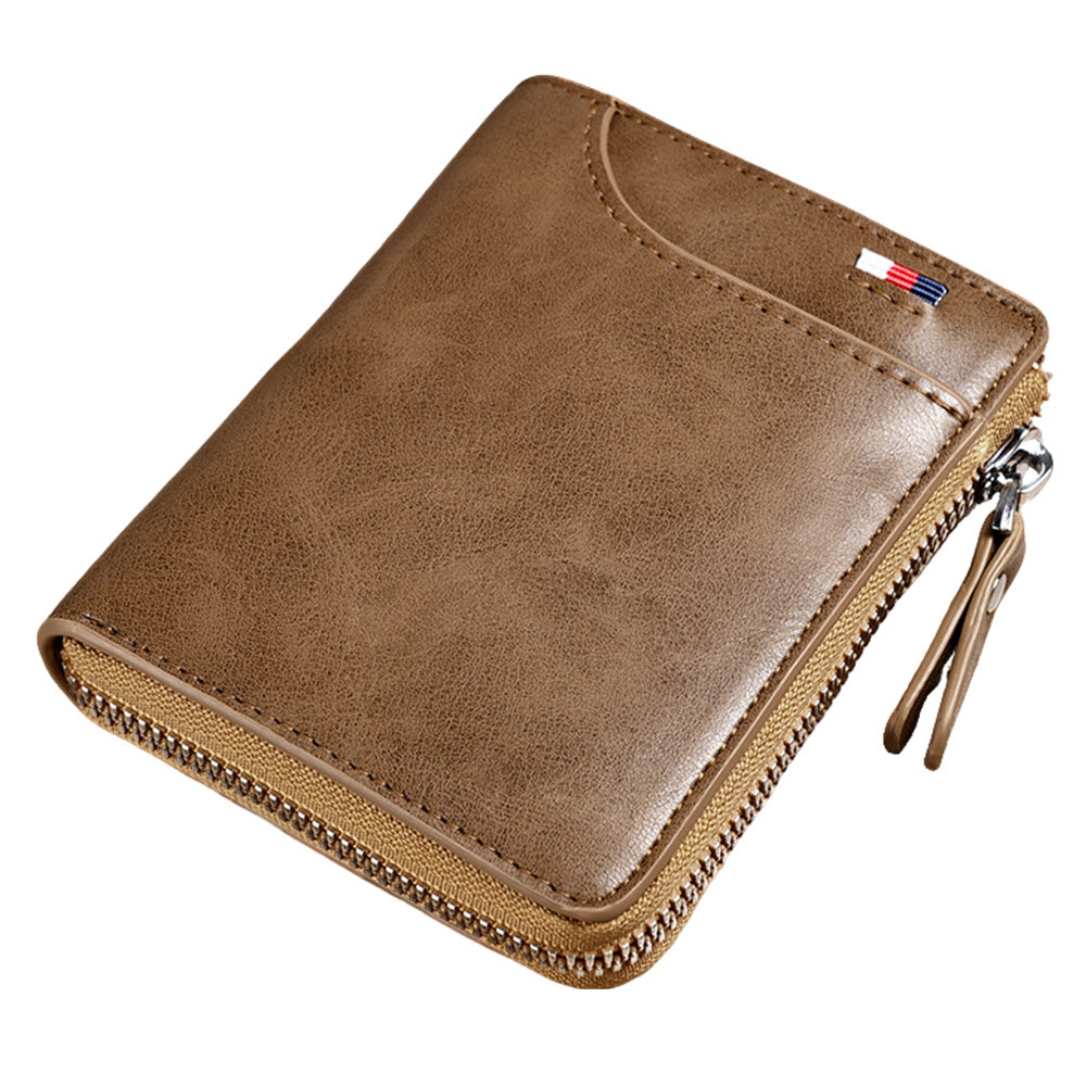 RFID Shielding PU Wallet Anti-theft Cash Credit Card Holder ID Purse Khaki