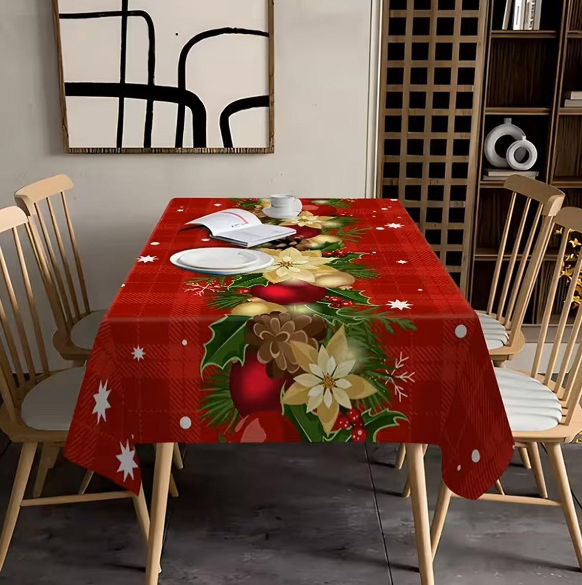 Christmas Plaid Tablecloth Red Christmas Decoration Table Cover