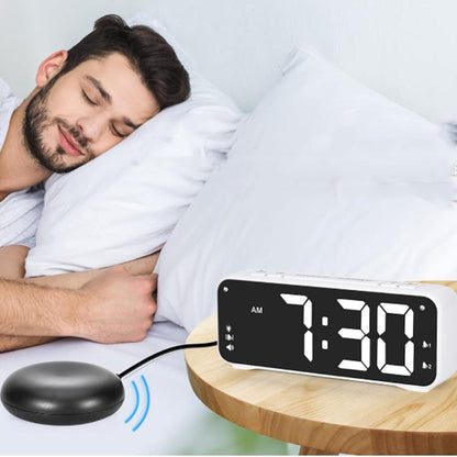 Digital Alarm Clock with Vibration Bed Shaker for Heavy Sleepers White
