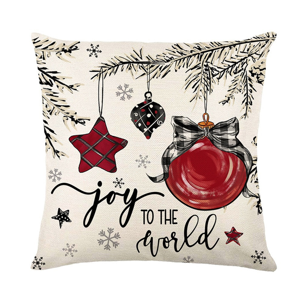 4Pcs Christmas Cushion Pillow Covers 45x45cm Joy Xmas