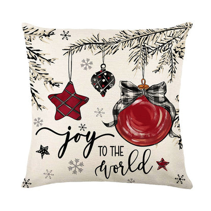4Pcs Christmas Cushion Pillow Covers 45x45cm Joy Xmas
