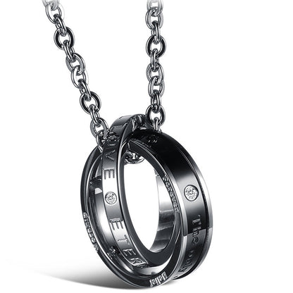 Eternal Love Interlocking Ring Couples Pendant Necklace His and Hers