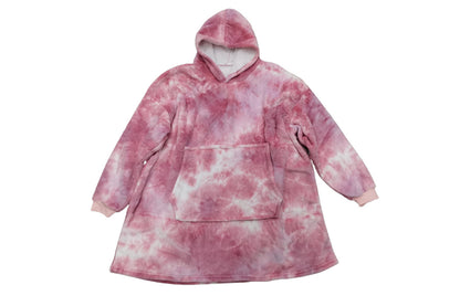 Wearable Blanket Hoodie Cozy Warm Fleece Sherpa Blanket-pink