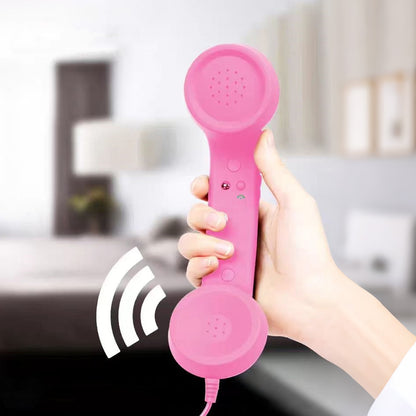 Retro Type C Wired Phone Handset with Microphone for Phones Computers - Pink