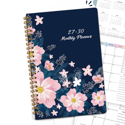 2027-2030 Monthly Planner A5 Four-Year Planner with To-Do List Notes Blue Floral