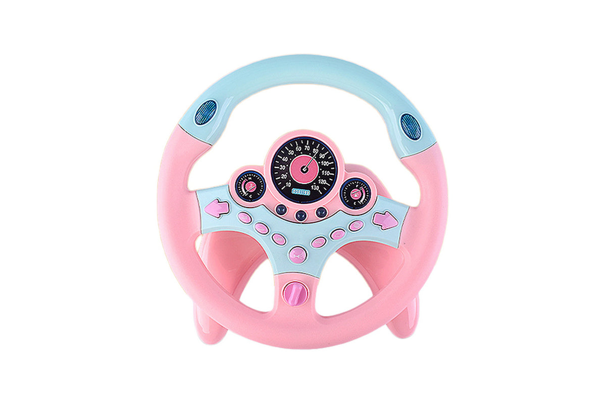 Electric Early Education Simulation Steering Wheel Toy for kid-Pink