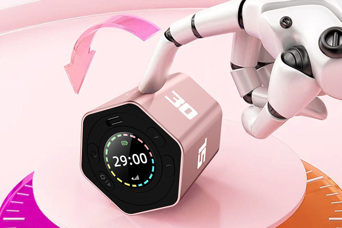 Cube Timer Rotating Timer with Vibration Adjustable Volume Countdown-Pink