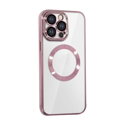 For iPhone 15 Series Magnetic Phone Cover Shockproof Plating Case Cover Rose Gold