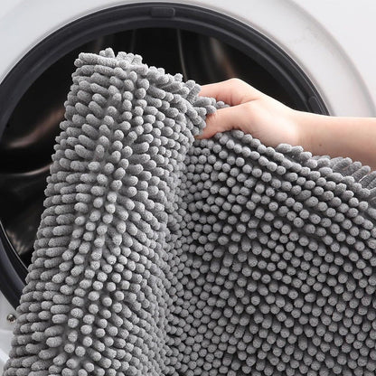 Soft Absorbent Chenille Bath Rug Quick Dry Bath Mat for Bathroom Floor Home Decor Grey