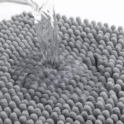 Soft Chenille Bath Mat with Rounded Corners, Absorbent & Non-Slip Rug