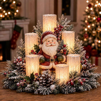 Christmas Decoration Candle Light Resin Christmas Table Centerpieces - Santa