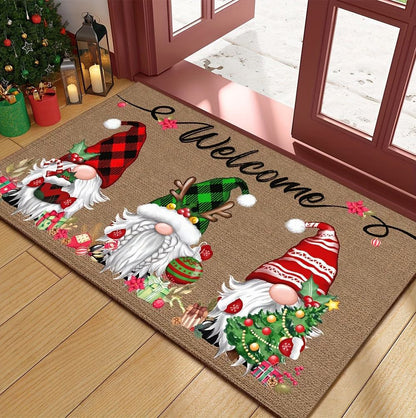Christmas Gnome Non Slip Door Floor Mat for Indoor and Outdoor Use
