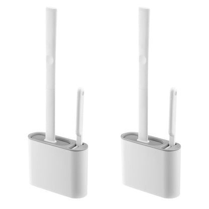 2 Piece 2in1 Bathroom Toilet Brush Holder Cleaning Brush Set
