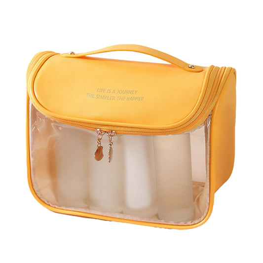 Clear Makeup Bag with Hanging Hook Toiletry Bag Traveling Accessories Organizer Yellowr