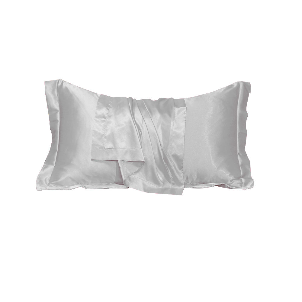48x74cm Smooth Satin Pillowcase Solid Color Soft Bedding Pillow Cover White