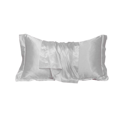 48x74cm Smooth Satin Pillowcase Solid Color Soft Bedding Pillow Cover White