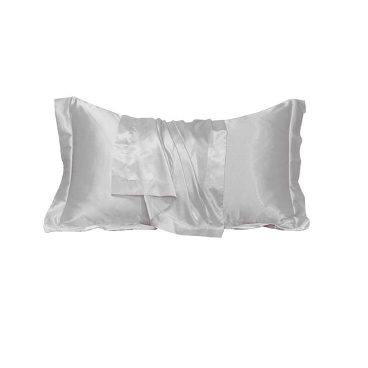 48x74cm Smooth Satin Pillowcase Solid Color Soft Bedding Pillow Cover White