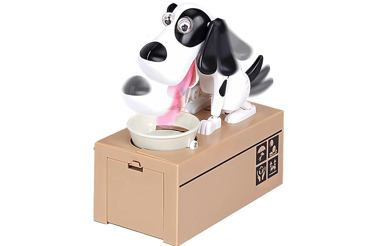 Robotic Eating Dog Coin Bank Electric Coin Bank for boy and girls-Black