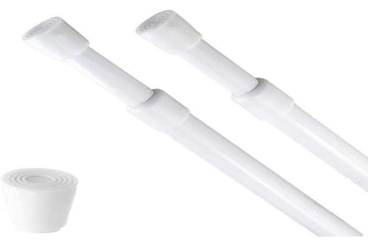 2PCS Tension Rod Window DIY Projects Cupboard Wardrobe Curtain Rods-White