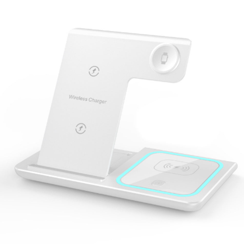 3-in-1 Wireless Charging Station 15W Fast Charger Stand Charging Dock for Wireless Charging Phone Watch AirPods White