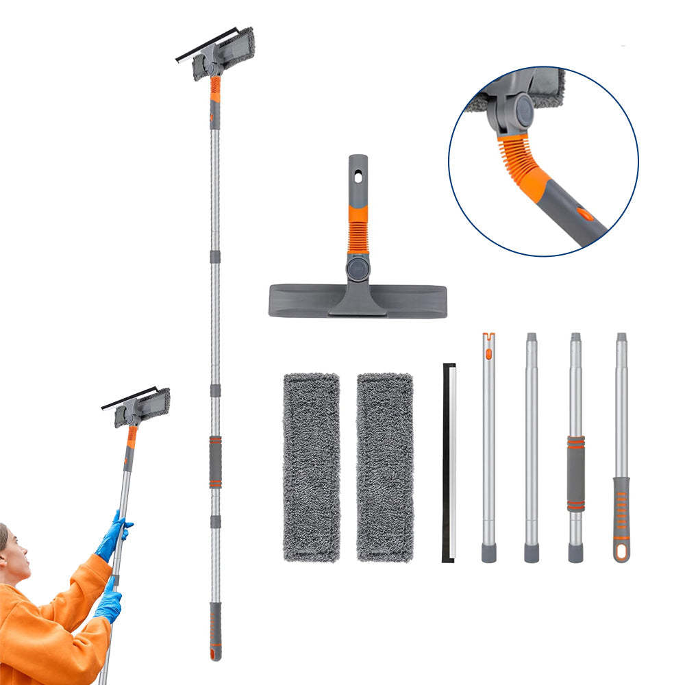 2 in 1 Window Cleaning Tool Squeegee Window Cleaner Kit with 2 Microfiber Cloths Style 2