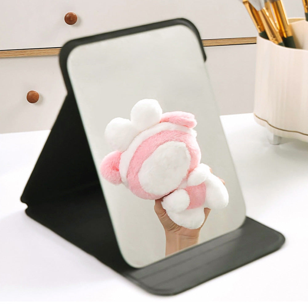 2-Pack Foldable PU Leather Makeup Mirror Medium Portable Travel Vanity Black
