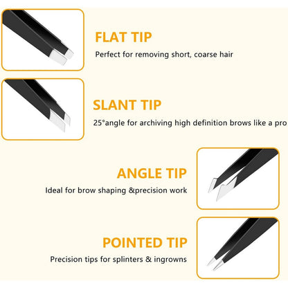 4 PCS Stainless Steel Tweezers Set Precision Tweezers for Blackhead and Tick Remover