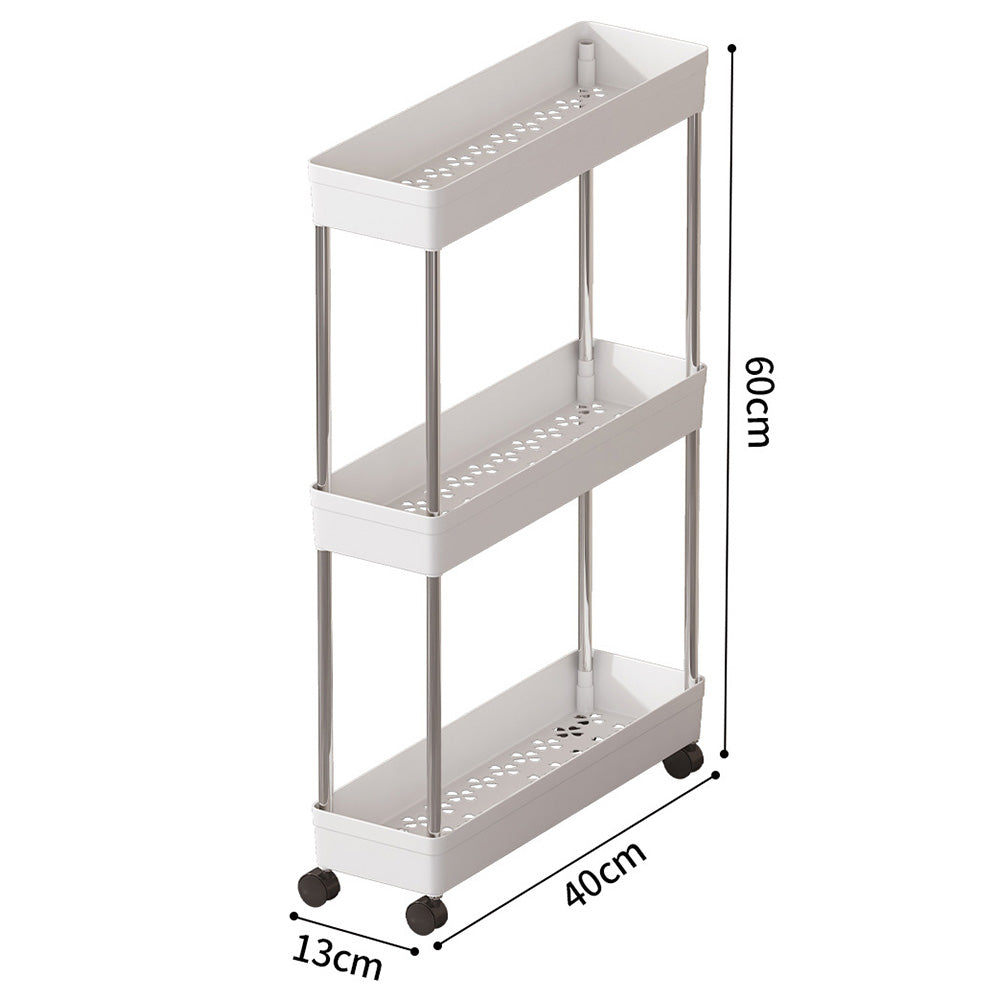 3 Tier Slim Rolling Storage Cart Bathroom Shelves Organizer for Kitchen Laundry