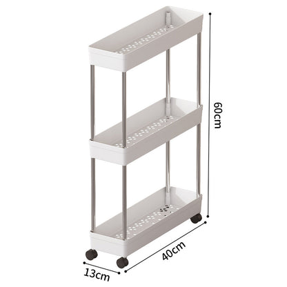 3 Tier Slim Rolling Storage Cart Bathroom Shelves Organizer for Kitchen Laundry