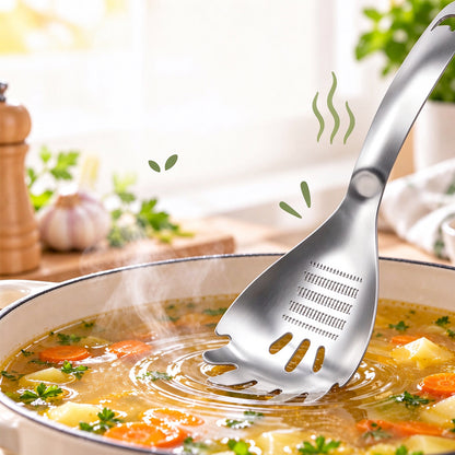 2 Pack 5 in 1 Stainless Steel Slotted Spoon Garlic Masher Cooking Grater Spoon