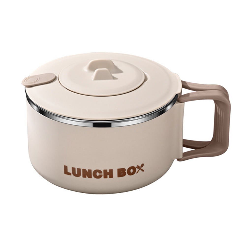 1200ML Large Ramen Bow with Lid Spoon Storage Bag-Beige