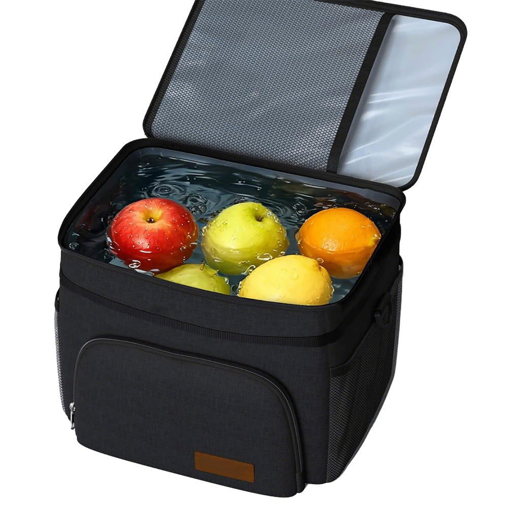 Insulated Lunch Box Leak-Proof Cooler Bag with 4 Pockets Black