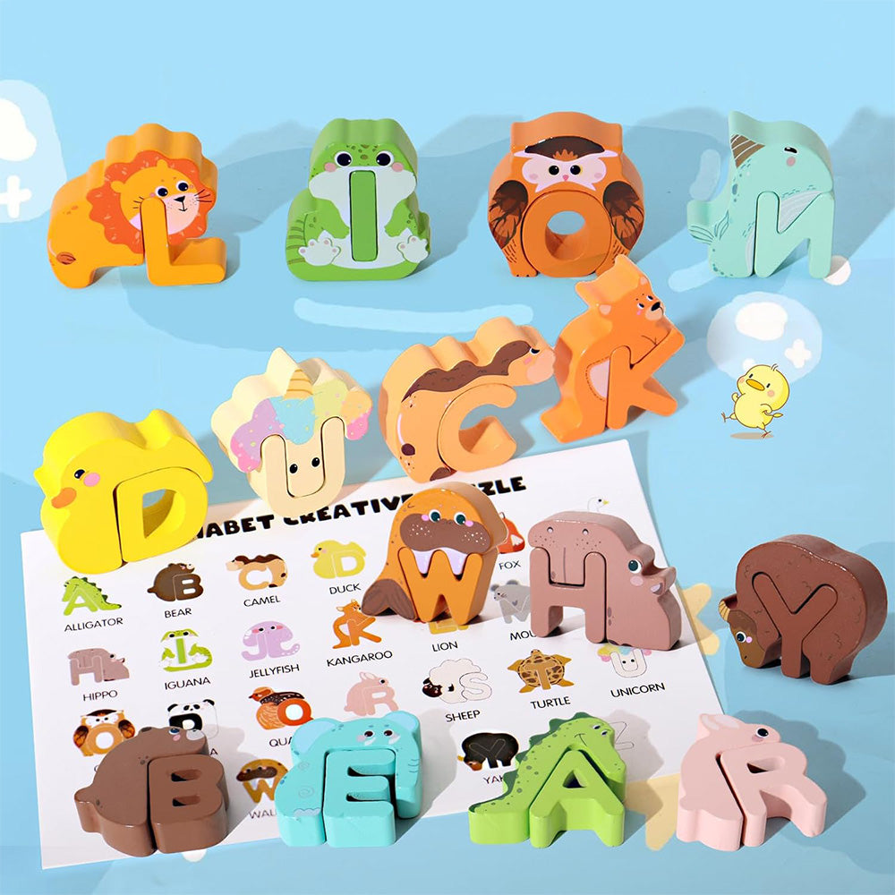 Wooden Alphabet Animal Puzzles ¨C Matching Game Educational Toys for Kids