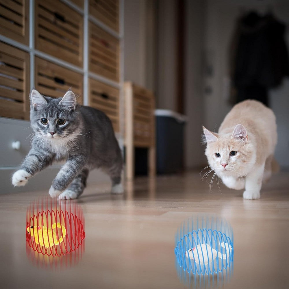 5Pcs Cat Spring Balls Toys Stretchable Rolling Balls Cat Spring Toys for Kitten
