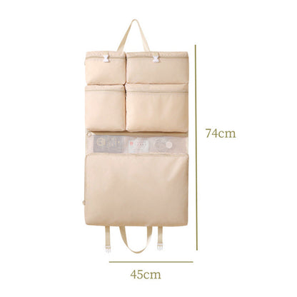Multi-Compartments Hanging Storage Organizer Foldable Packing Cubes with Handle for Travel Beige