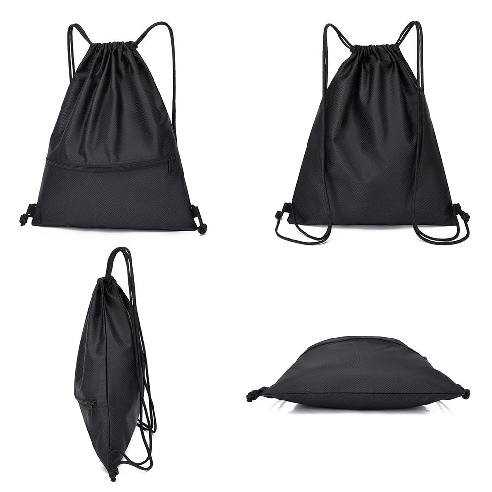 Drawstring Backpack Bag Portable Gym Backpack - Black