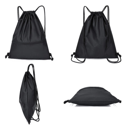 Drawstring Backpack Bag Portable Gym Backpack - Black