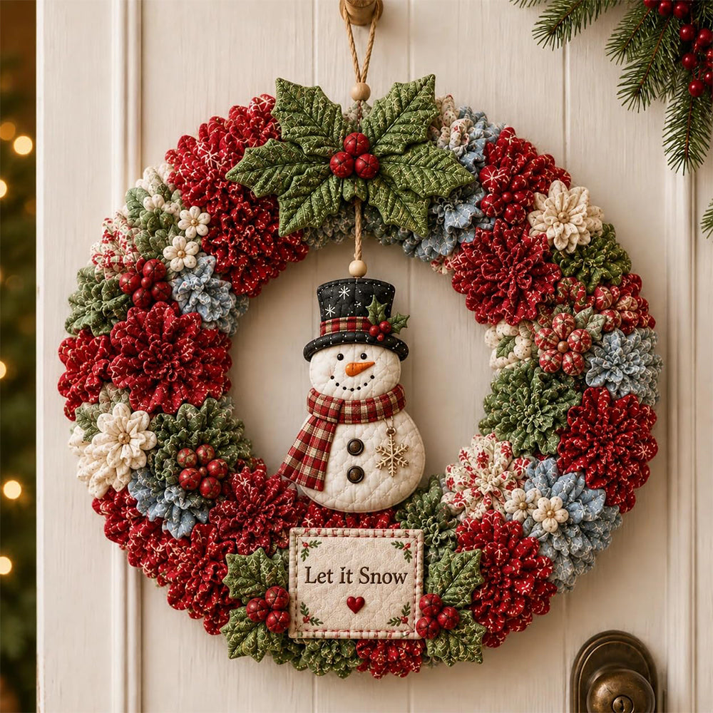 3D Fabric Poke Craft Christmas Wreath DIY Kit for Adults - Snowman
