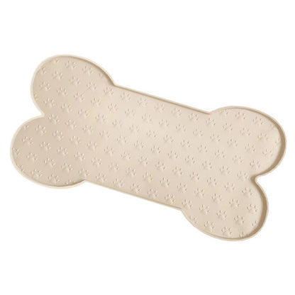 Dog Food Mats for Floors Waterproof Silicone Dog Bowl Mat with Raised Edge Apricot