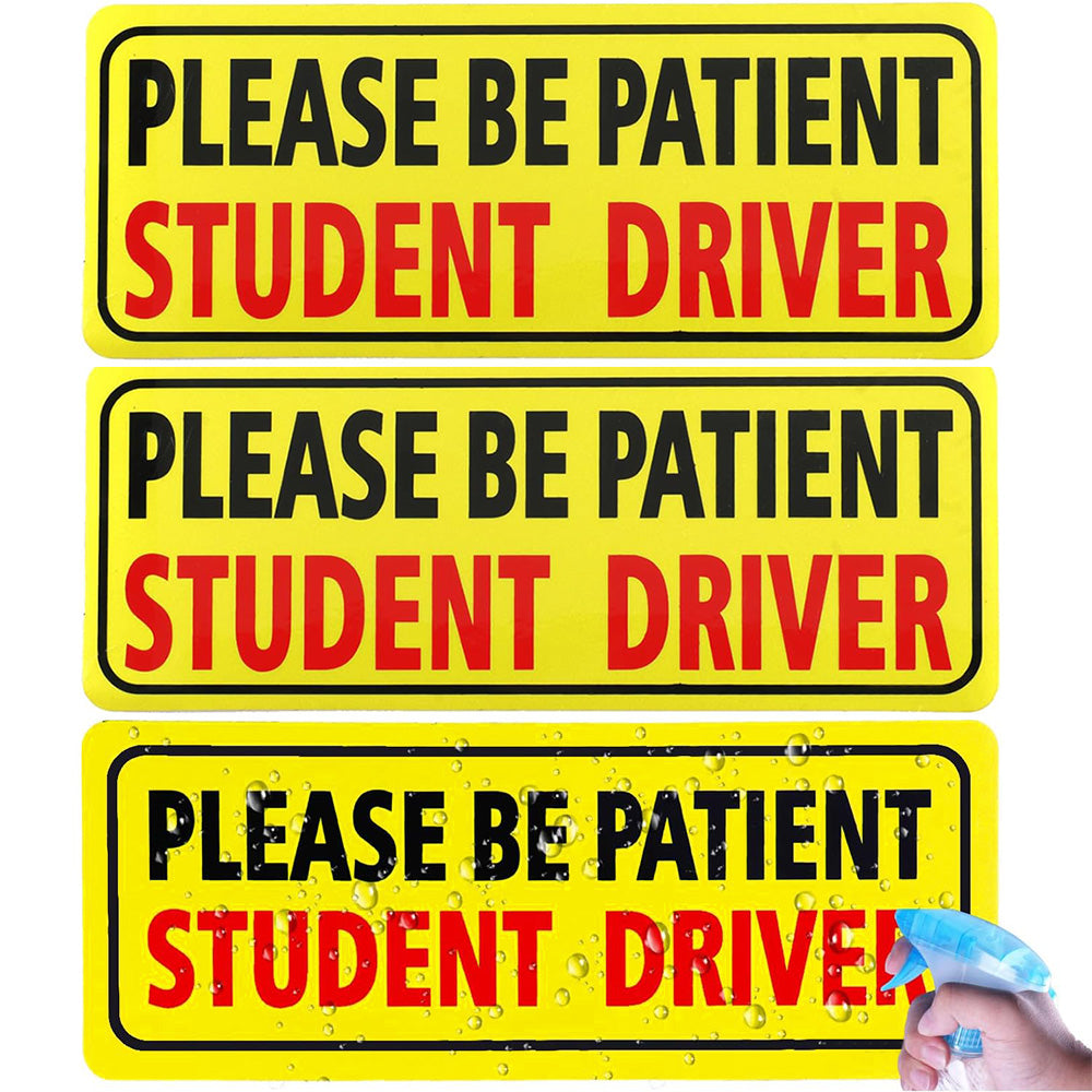 3Pcs Student Driver Car Signs Please Be Patient Bumper Sticker Decal for New Drivers