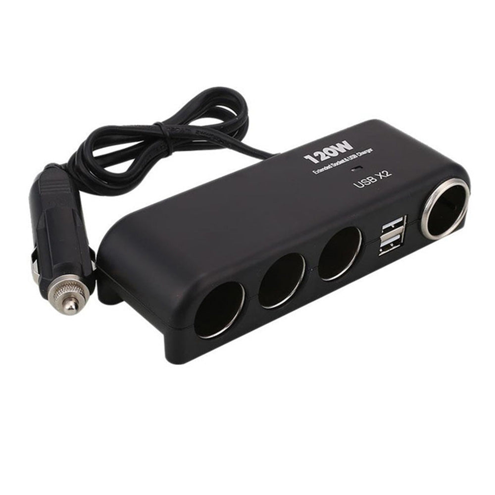 6-in-1 120W Multi Socket Car Cigarette Lighter Splitter 12V-24V Dual USB Charger