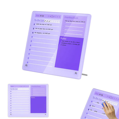 Thick Acrylic Dry Erase Board for Desk Planner with Stand-Purple